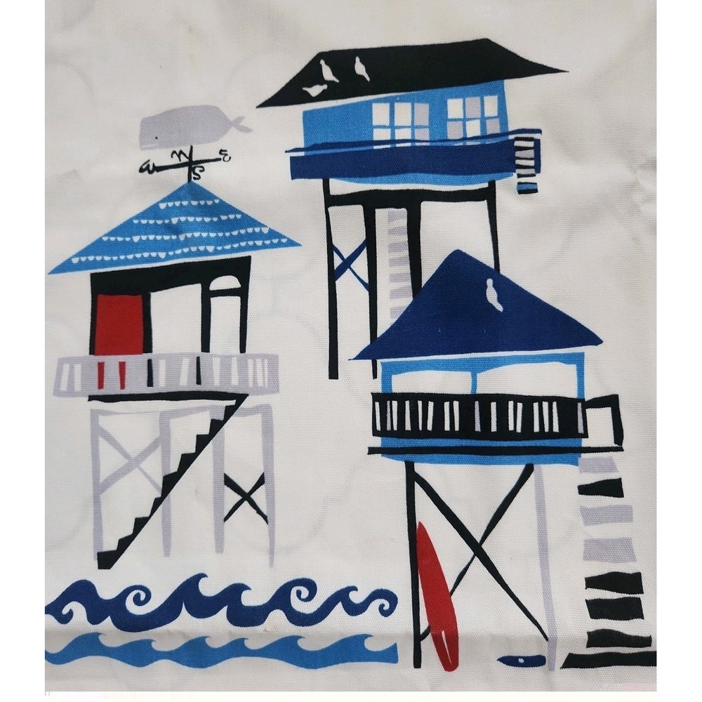 Crate & Barrel Indoor Outdoor Pillow Fronts Fabric Robert Allen Beach Nautical